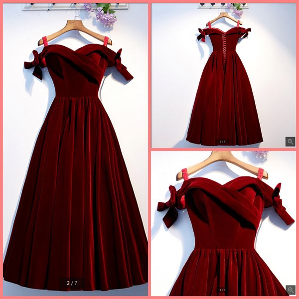 vestido de festa wine velvet off the shoulder evening dress sweetheart neckline with bow formal evening gowns 2019 prom dress, Black;red 
vestido de festa wine velvet off the shoulder evening dress sweetheart neckline with bow formal evening gowns 2019 prom dress, Black;red