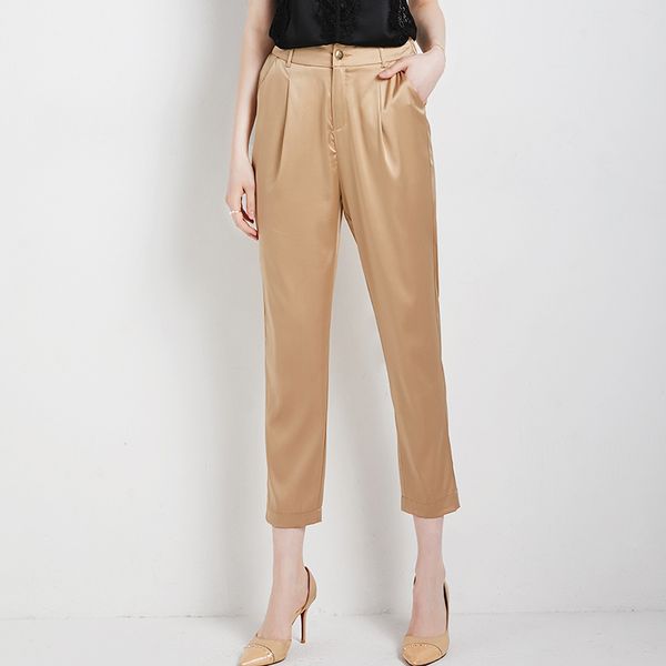 100% silk pants women loose simple design high elastic waist ankle length pants solid casual 2 colors elegant new fashion, Black;white
100% silk pants women loose simple design high elastic waist ankle length pants solid casual 2 colors elegant new fashion, Black;white