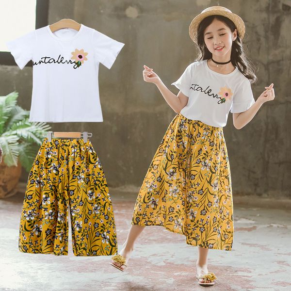 girls clothing set kids clothes white t-shirt wide leg pant floral children suits 2019 new little girls teens child costume
girls clothing set kids clothes white t-shirt wide leg pant floral children suits 2019 new little girls teens child costume