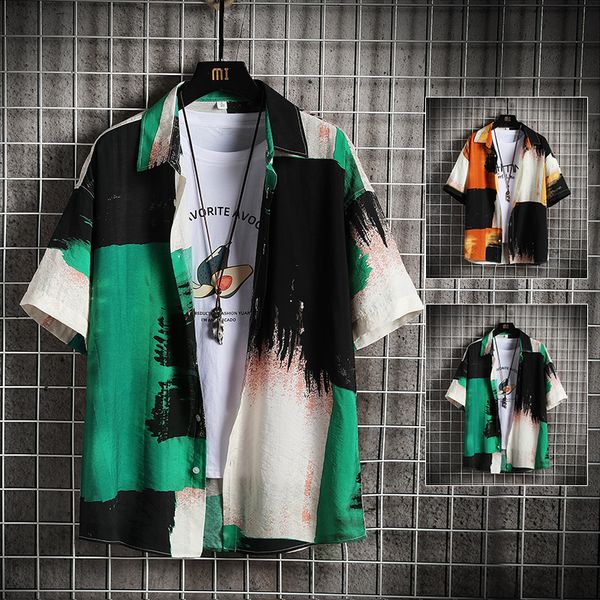 2020 hawaii style men short sleeve shirt summer thin casual patchwork shirt turn down collar button up men holiday beach t-shirt, White;black
2020 hawaii style men short sleeve shirt summer thin casual patchwork shirt turn down collar button up men holiday beach t-shirt, White;black