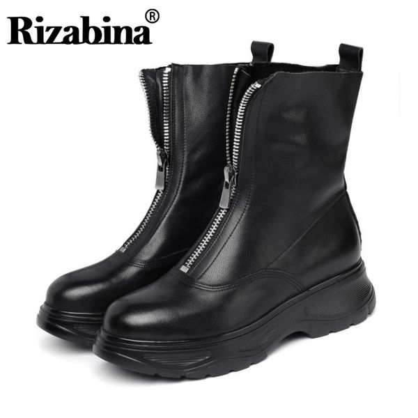 rizabina genuine leather women ankle boots fashion zipper thick bottom shoes women street casual daily lady footwear size 34-42, Black
rizabina genuine leather women ankle boots fashion zipper thick bottom shoes women street casual daily lady footwear size 34-42, Black