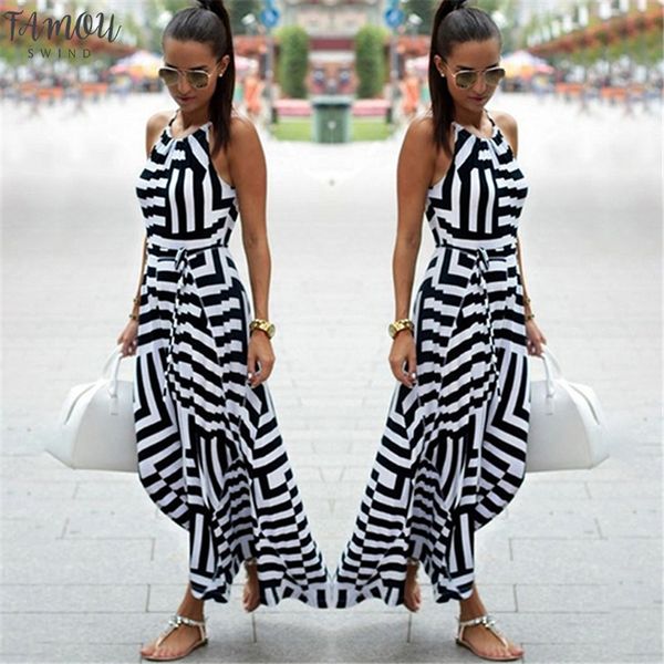 women summer dress boho striped sleeveless maxi long dress beach style strap sundress vestidos for female nq987428, Black;gray
women summer dress boho striped sleeveless maxi long dress beach style strap sundress vestidos for female nq987428, Black;gray