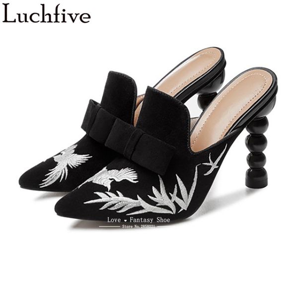 embroidery strange heels women slippers pointy toe bowtie shoes woman runway slip on black zapatos de mujer
embroidery strange heels women slippers pointy toe bowtie shoes woman runway slip on black zapatos de mujer