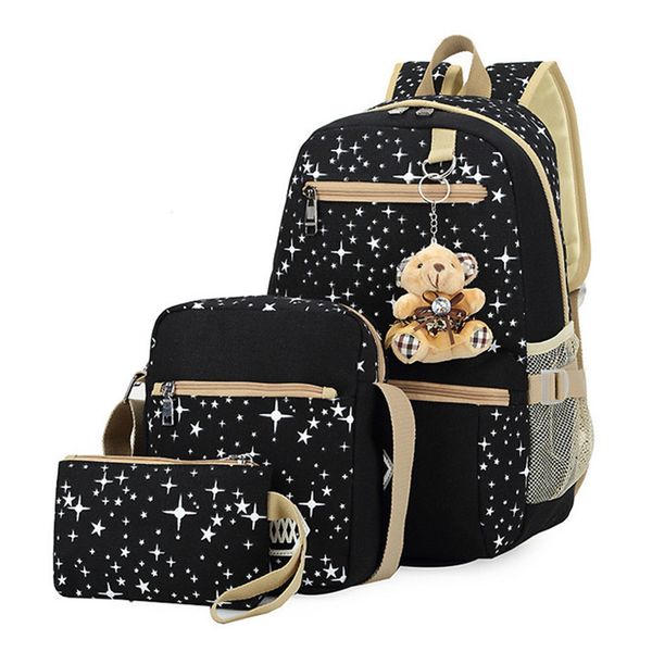 3pcs/set women backpack school bags star printing cute backpacks with bear for teenagers girls travel bag rucksacks mochila
3pcs/set women backpack school bags star printing cute backpacks with bear for teenagers girls travel bag rucksacks mochila