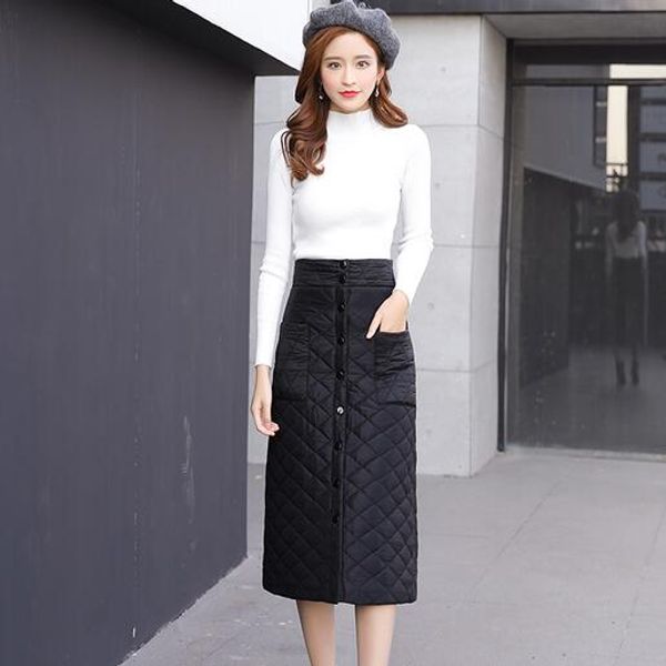 plus 3xl 2020 autumn winter women's down skirt black elegance button pocket warm slim knee-length skirts dc797
plus 3xl 2020 autumn winter women's down skirt black elegance button pocket warm slim knee-length skirts dc797