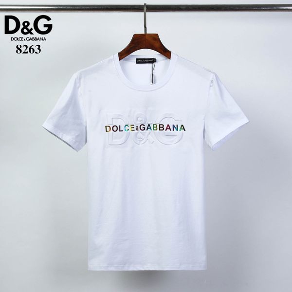 round collar fashion summer t-shirt dg short-sleeved men's quality letter embroidery casual tee shirt for men and women, White;black
round collar fashion summer t-shirt dg short-sleeved men's quality letter embroidery casual tee shirt for men and women, White;black