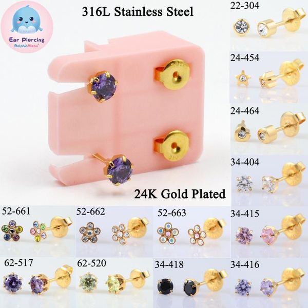 1 pair 24k gold plating prevent allergy ear stud sterile piercing stud zircon earrings for women ing, Golden;silver
1 pair 24k gold plating prevent allergy ear stud sterile piercing stud zircon earrings for women ing, Golden;silver