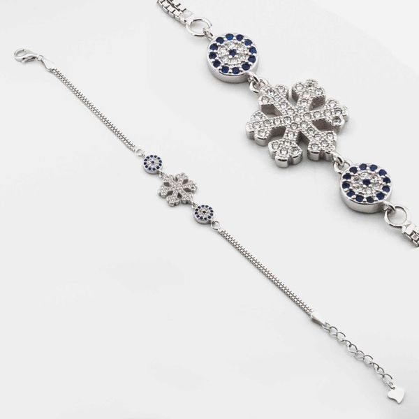925 sterling silver evil eye beaded snowflake womens bracelet, Golden;silver
925 sterling silver evil eye beaded snowflake womens bracelet, Golden;silver