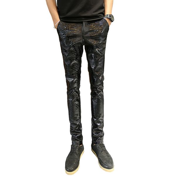 fashion snake full length pu leather pants erkek pantolon punk men slim fit trousers motorcycle skinny faux leather pencil pants, Black
fashion snake full length pu leather pants erkek pantolon punk men slim fit trousers motorcycle skinny faux leather pencil pants, Black