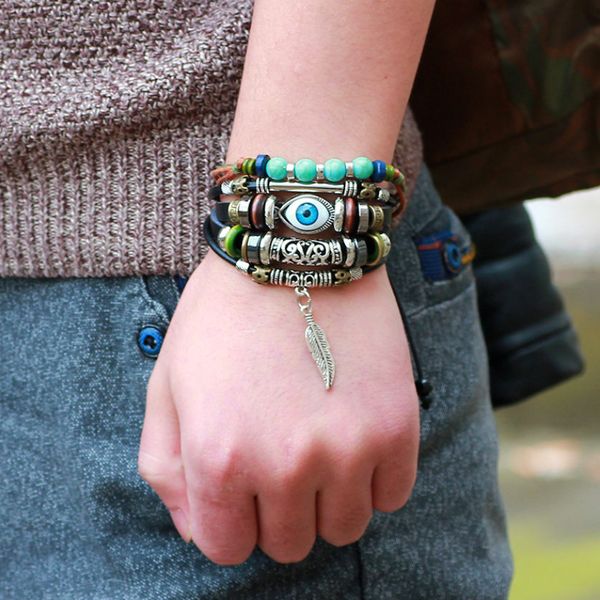 fashion blue eye alloy leaf multilayer real leather knitting charm bracelets vintage beads bracelets jewelry, Golden;silver
fashion blue eye alloy leaf multilayer real leather knitting charm bracelets vintage beads bracelets jewelry, Golden;silver