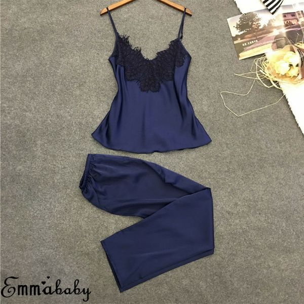 stylish new women's satin lace sleepwear two pieces lingerie nightdress multiple colors pajamas set, Blue;gray
stylish new women's satin lace sleepwear two pieces lingerie nightdress multiple colors pajamas set, Blue;gray