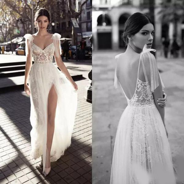 summer a-line high slits wedding dresses bohemia spaghetti neckline backless lace appliqued bridal gowns custom made wedding dress, White
summer a-line high slits wedding dresses bohemia spaghetti neckline backless lace appliqued bridal gowns custom made wedding dress, White