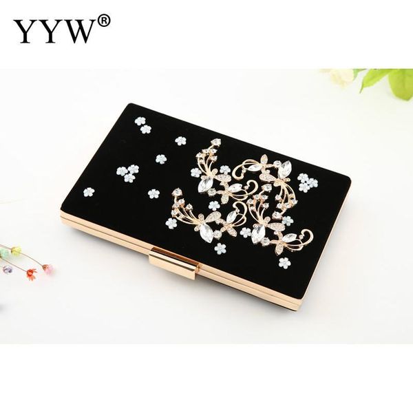 designer-velour black vintage evening clutch purse flower rhinestone women wedding party handbag with chains strap
designer-velour black vintage evening clutch purse flower rhinestone women wedding party handbag with chains strap