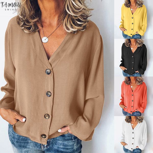 2020 new women blouse casual solid long sleeve long sleeve v neck buttons opening loose shirt blouse womens shirt female, White
2020 new women blouse casual solid long sleeve long sleeve v neck buttons opening loose shirt blouse womens shirt female, White