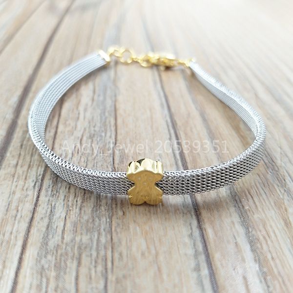 authentic 925 sterling silver bracelets steel and gold icon mesh bracelet fits european bear jewelry style gift 613101060, Black
authentic 925 sterling silver bracelets steel and gold icon mesh bracelet fits european bear jewelry style gift 613101060, Black