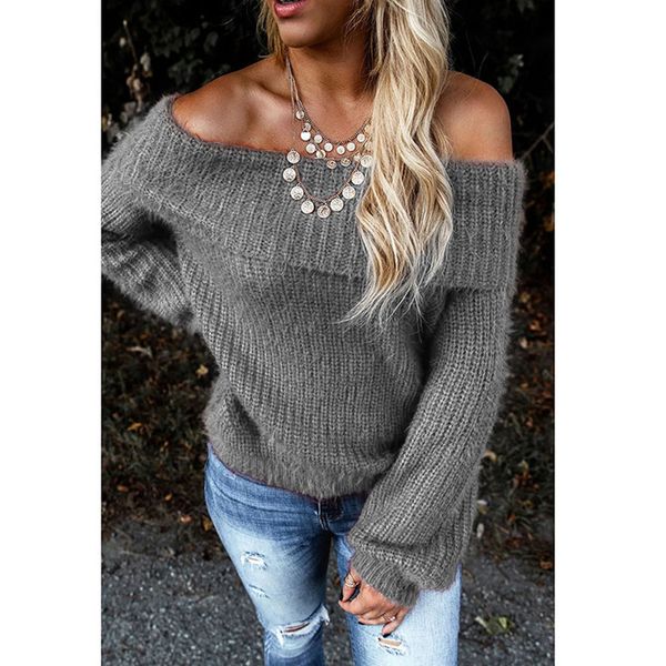 women warm pullover sweater solid color lapels off shoulder oblique collar lantern sleeve sweater mug88, White;black
women warm pullover sweater solid color lapels off shoulder oblique collar lantern sleeve sweater mug88, White;black