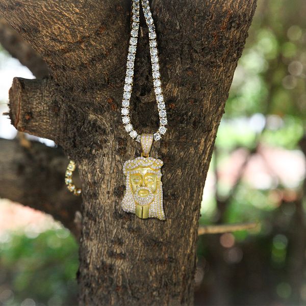 new iced out jesus corolla small pendant with tennis chain hip hop fashion cubic zircon stone necklace men women jewelry gift, Silver 
new iced out jesus corolla small pendant with tennis chain hip hop fashion cubic zircon stone necklace men women jewelry gift, Silver