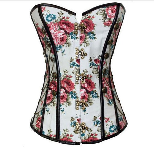 full lolita corset with floral patterns and bronze metal trimmings, Black 
full lolita corset with floral patterns and bronze metal trimmings, Black