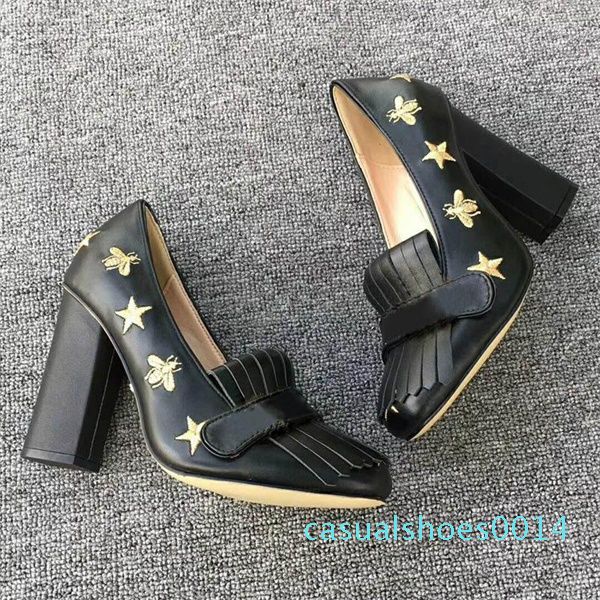 luxury women mid-heel pumps loafer shoes designer embroidered real leather high heel sandals dress wedding shoes with box size 42 c14, Black
luxury women mid-heel pumps loafer shoes designer embroidered real leather high heel sandals dress wedding shoes with box size 42 c14, Black