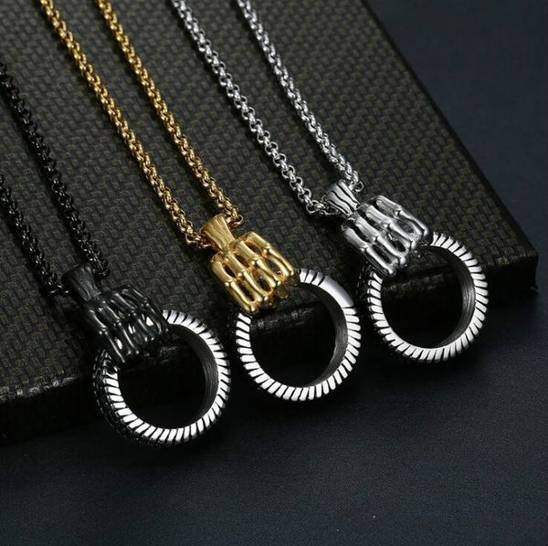 new personality trendy men fashion retro skull hand ring pendant hip hop wild stainless steel men's necklace nightclub accessories, Silver
new personality trendy men fashion retro skull hand ring pendant hip hop wild stainless steel men's necklace nightclub accessories, Silver