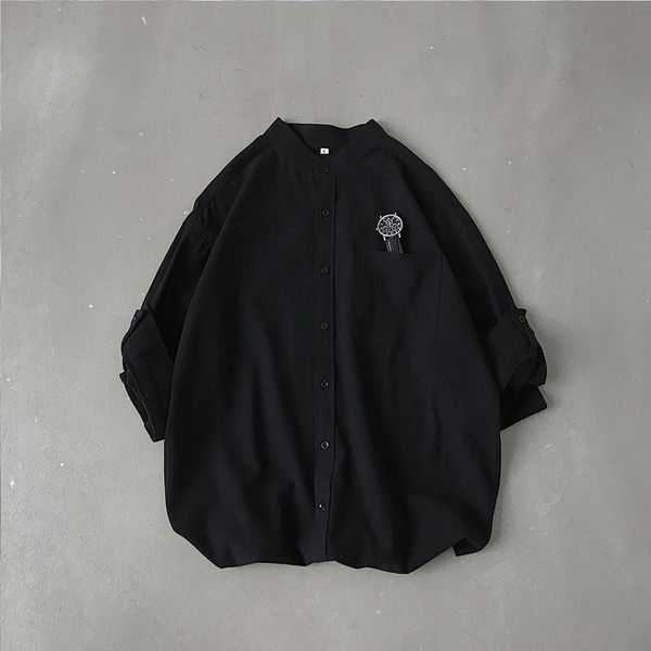korean style men's fashion casual loose solid blouse white black green vintage collarless blouses shirts for men 4xl 5xl 2020
korean style men's fashion casual loose solid blouse white black green vintage collarless blouses shirts for men 4xl 5xl 2020