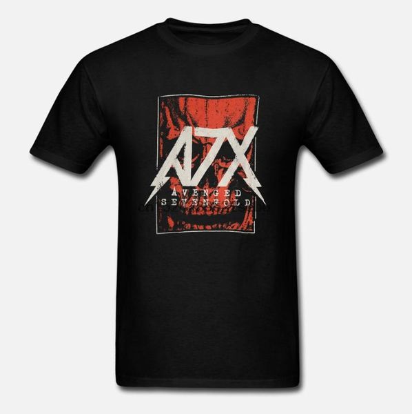 avenged sevenfold men skull box dateback t-shirt black, White;black