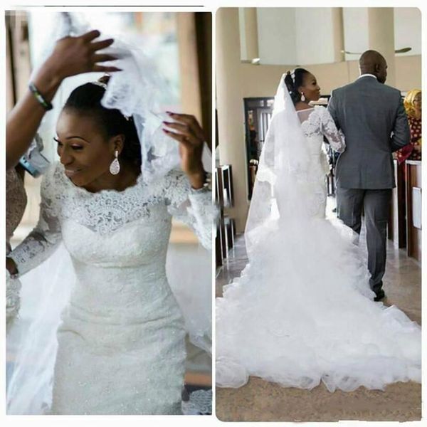 vintage lace long sleeves white mermaid wedding dresses 2020 tiered ruffles organza african modest wedding bridal gowns
vintage lace long sleeves white mermaid wedding dresses 2020 tiered ruffles organza african modest wedding bridal gowns