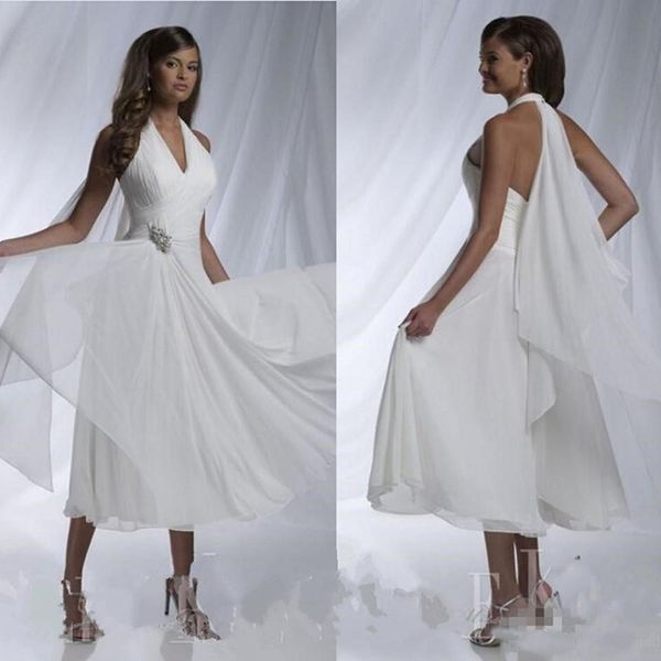 Short Summer Beach Wedding Dresses 2019 Sexy V neck Halter A line Pleated Chiffon Tea Length Bridal Gowns Vestido De Noiva
Short Summer Beach Wedding Dresses 2019 Sexy V neck Halter A line Pleated Chiffon Tea Length Bridal Gowns Vestido De Noiva