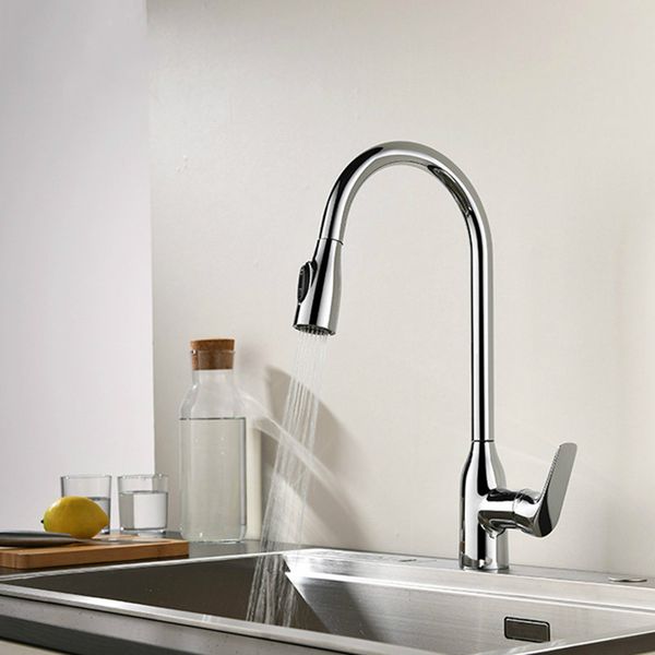 Single Handle Deck Mounted Chrome Plated Kitchen Faucet Pull Out Kitchen Sink Faucet with Two Spray Model
Single Handle Deck Mounted Chrome Plated Kitchen Faucet Pull Out Kitchen Sink Faucet with Two Spray Model