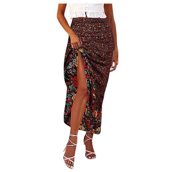 women's bohemian skirts floral printed wrinkle ruffles skirt summer irregular hem long skirts high waist ankle-length skirt, Black
women's bohemian skirts floral printed wrinkle ruffles skirt summer irregular hem long skirts high waist ankle-length skirt, Black