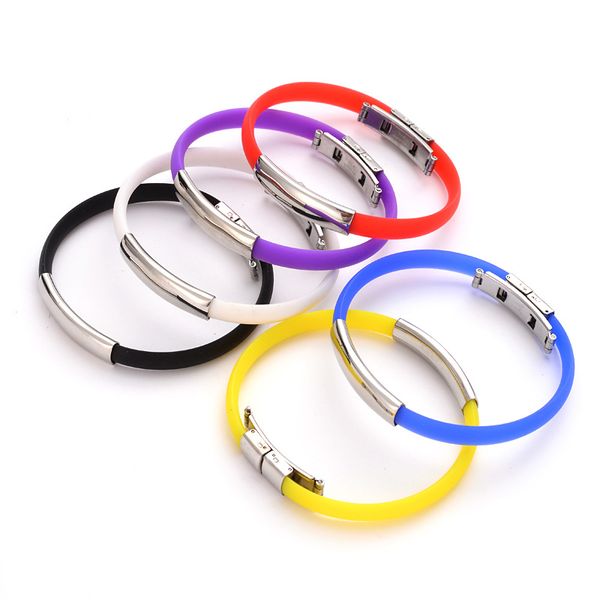 vintage thin wristband black/red/blue/yellow punk rubber silicone stainless steel men bracelets bangles pulseras hombre caucho, White
vintage thin wristband black/red/blue/yellow punk rubber silicone stainless steel men bracelets bangles pulseras hombre caucho, White