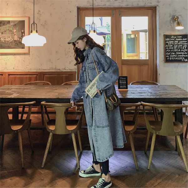 vintage autumn new denim windbreaker female long korean loose large size denim jacket women casual outerwear jeans casaco f1623, Tan;black
vintage autumn new denim windbreaker female long korean loose large size denim jacket women casual outerwear jeans casaco f1623, Tan;black