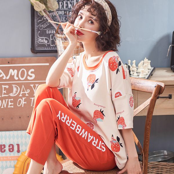 women's pajamas sets 100% cotton cartoon spring summer girlfriend indoor cloth home suit sleepwear short sleeve female pyjamas, Blue;gray
women's pajamas sets 100% cotton cartoon spring summer girlfriend indoor cloth home suit sleepwear short sleeve female pyjamas, Blue;gray