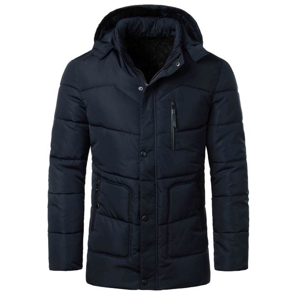 men's winter coat warm single breasted cotton winter jacket for men thickening hooded cotton padded men's coat casaco masculino, Black 
men's winter coat warm single breasted cotton winter jacket for men thickening hooded cotton padded men's coat casaco masculino, Black