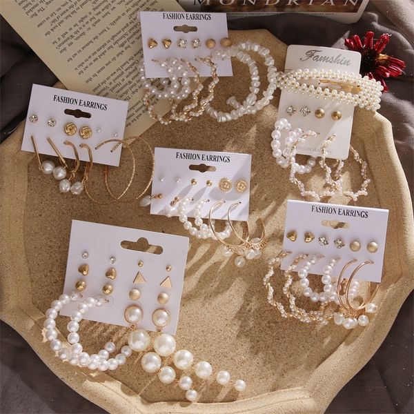iparam fashion imitation pearl brinco earring set for women's vintage golden hair clip pearl dangle earrings boho gift set, Silver
iparam fashion imitation pearl brinco earring set for women's vintage golden hair clip pearl dangle earrings boho gift set, Silver
