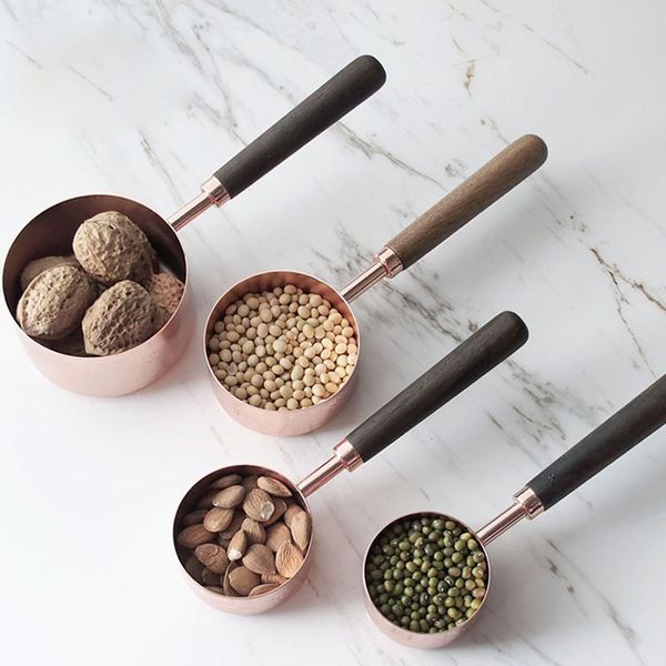 4pcs/set stainless steel wood handle rose gold measuring spoons for liquid and dry ingredients
4pcs/set stainless steel wood handle rose gold measuring spoons for liquid and dry ingredients