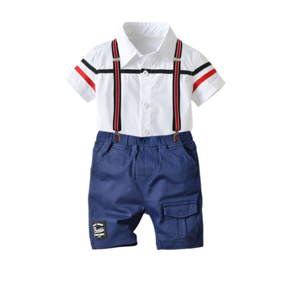 cross-border children's clothing boy's shirt summer gentleman short-sleeved cotton shirt shorts strap set three-piece, White
cross-border children's clothing boy's shirt summer gentleman short-sleeved cotton shirt shorts strap set three-piece, White