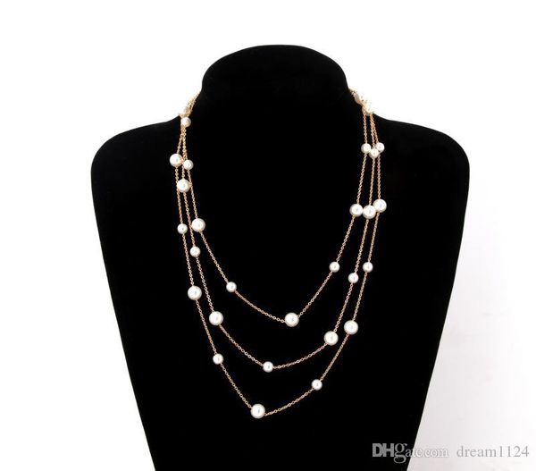 new simple three layers chain gold silver plated imitation pearl charm pendant necklace stud set for women jewelry gift ing
new simple three layers chain gold silver plated imitation pearl charm pendant necklace stud set for women jewelry gift ing