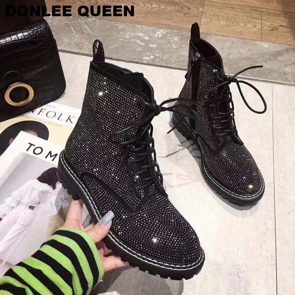 glitter rhinestone boots women flat heel platform shoes women lace up short motorcycle boots brand zipper zapatos de mujer, Black
glitter rhinestone boots women flat heel platform shoes women lace up short motorcycle boots brand zipper zapatos de mujer, Black