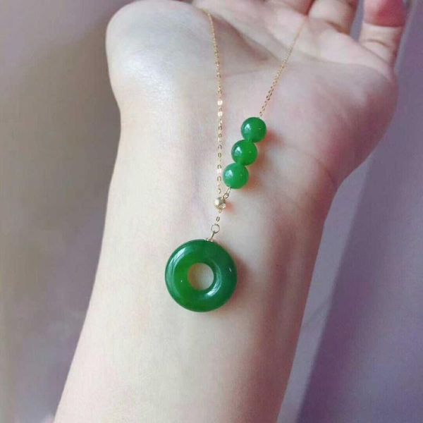 zheru jewelry only pure 18k gold inlay natural hetian jasper spinach green 8mm round beads donut pendant necklace gift, Silver
zheru jewelry only pure 18k gold inlay natural hetian jasper spinach green 8mm round beads donut pendant necklace gift, Silver