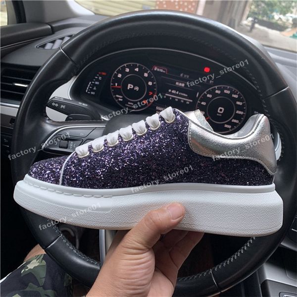 

2019 fashion luxury classic casual shoes platform leather trainer mens womens navy snake skin 3m sneakers velvet chaussures glitter with box, Black