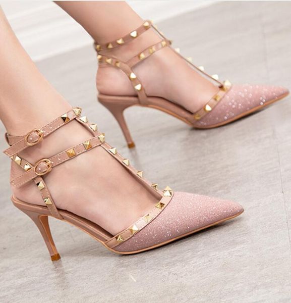 high-heeled shoes of european and american fashion women's shoes rivet thin heel high heel shine in the empty shallow sandals woman, Black
high-heeled shoes of european and american fashion women's shoes rivet thin heel high heel shine in the empty shallow sandals woman, Black