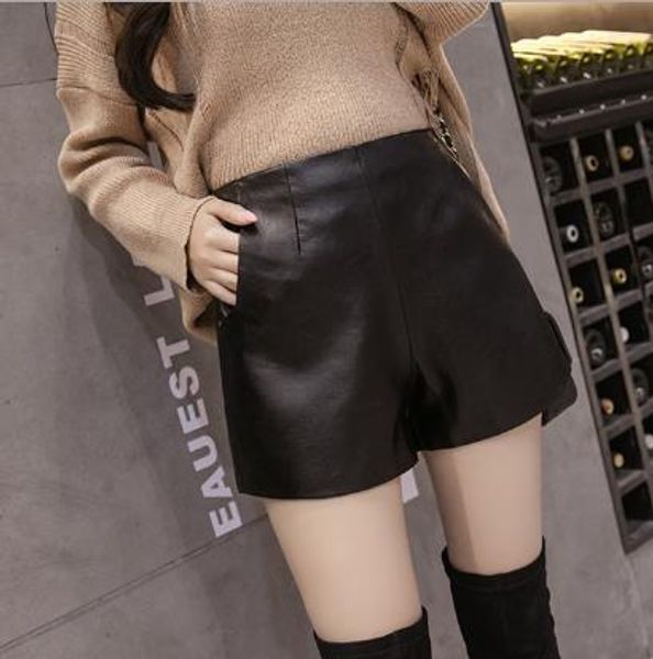 2019 arrival women wide leg pu faux leather shorts spring winter ladies black loose short pants pockets e512, White;black
2019 arrival women wide leg pu faux leather shorts spring winter ladies black loose short pants pockets e512, White;black
