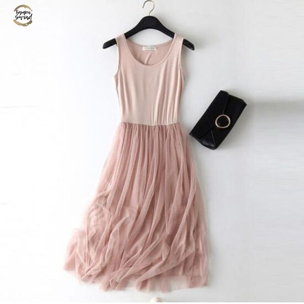 sleeveless mesh patchwork basic spaghetti strap dress for women 2019 spring tulle elastic lace vest summer dress female, Black;gray
sleeveless mesh patchwork basic spaghetti strap dress for women 2019 spring tulle elastic lace vest summer dress female, Black;gray