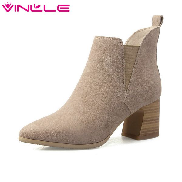 vinlle 2019 women ankle boots all match platform square high heel pointed toe flock winter shoes women boots size 34-39, Black
vinlle 2019 women ankle boots all match platform square high heel pointed toe flock winter shoes women boots size 34-39, Black