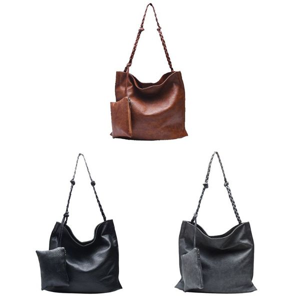 women retro shoulder bags braids strap pu leather texture casual style for party