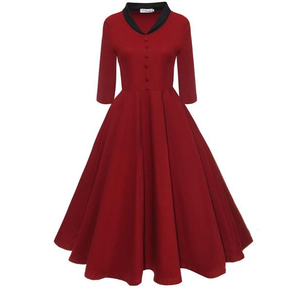 joineles red vintage elegant party women dress button swing a line retro dress half sleeves high waist cotton feminino vestidos, White;black
joineles red vintage elegant party women dress button swing a line retro dress half sleeves high waist cotton feminino vestidos, White;black