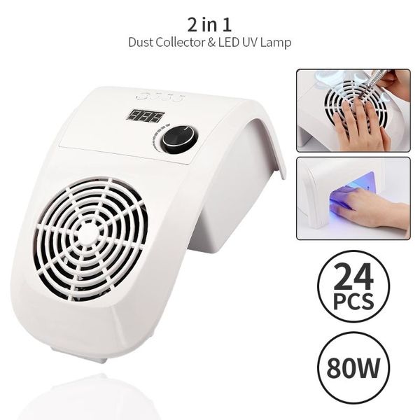 80w powerful nail dust suction collector vacuum cleaner 2 in 1 nail lamp uv dryer with 2 dust bag art salon equipment, Silver 
80w powerful nail dust suction collector vacuum cleaner 2 in 1 nail lamp uv dryer with 2 dust bag art salon equipment, Silver