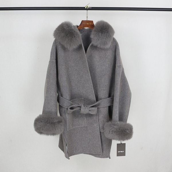 oftbuy 2020 real fur coat winter jacket women natural fox fur collar cuffs hood cashmere wool woolen oversize ladies outerwear, Black
oftbuy 2020 real fur coat winter jacket women natural fox fur collar cuffs hood cashmere wool woolen oversize ladies outerwear, Black