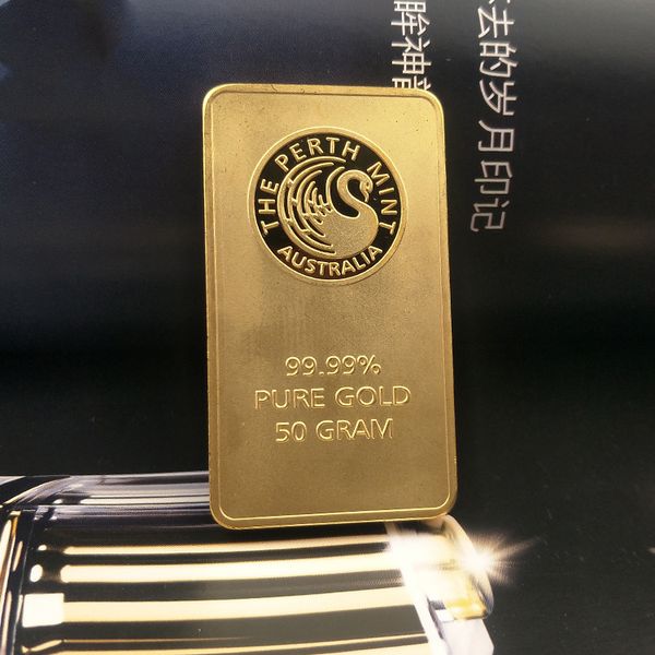Non magnetic Australia The Perth Mint 24k gold plated perth mint bullion bar, replica gold bar-weight 50 gram
Non magnetic Australia The Perth Mint 24k gold plated perth mint bullion bar, replica gold bar-weight 50 gram